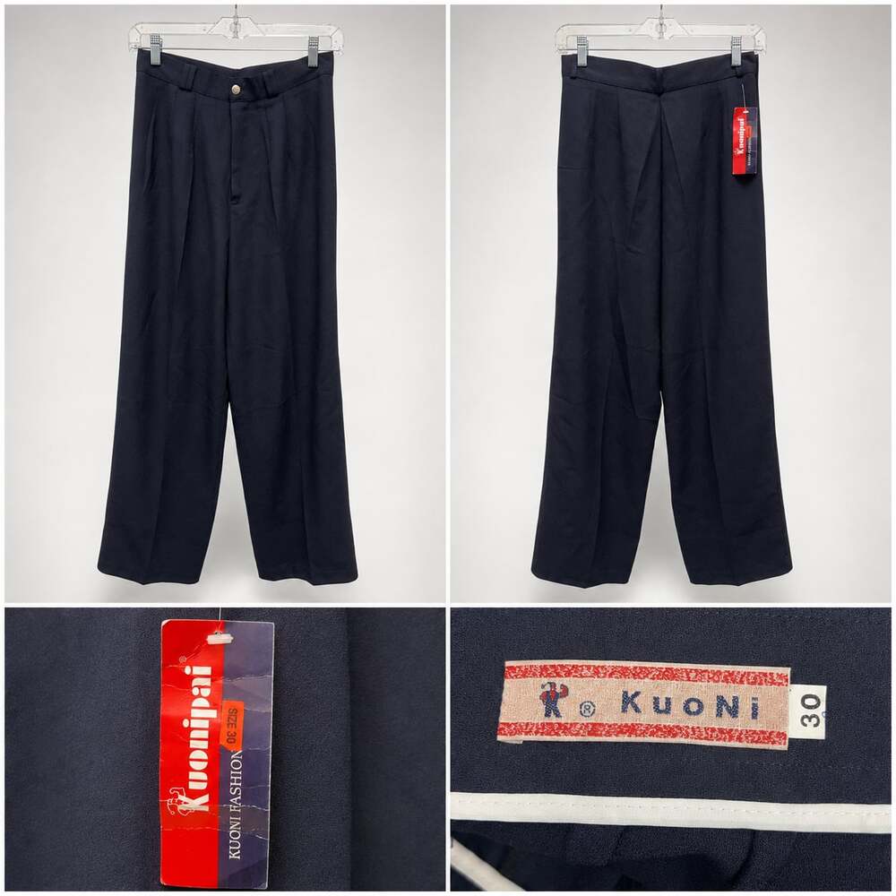 Kuonipai Navy Blue Wide Leg Pants, Size 30
